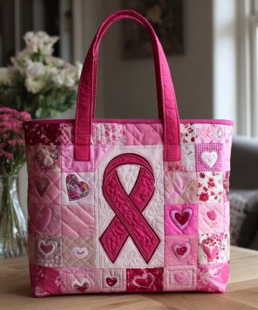Heartfelt Awareness Quilted Tote Bag