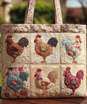 Hen House Chic Quilted Tote Bag