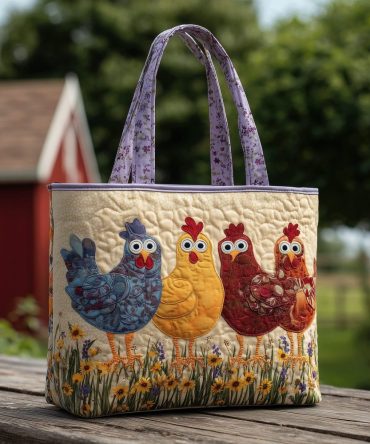 Hen Party Quilted Tote Bag