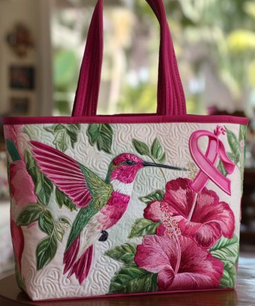 Hibiscus Flight Ribbon Quilted Tote Bag