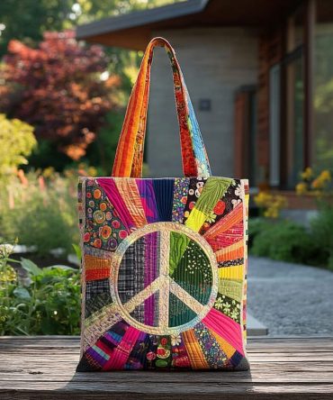 Hippie Bloom Quilted Tote Bag