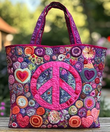 Hippie Garden Quilted Tote Bag