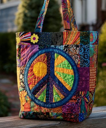 Hippie Heart Quilted Tote Bag