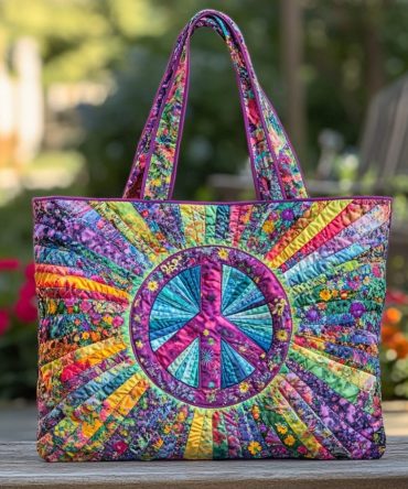 Hippie Light Quilted Tote Bag