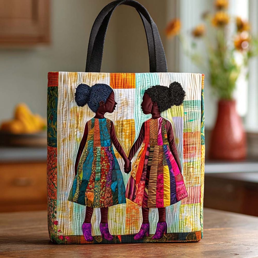 Holding Hands Quilted Tote Bag - Image 2