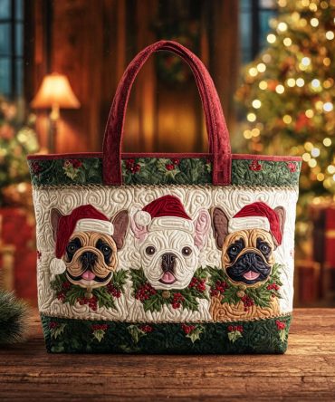 Holiday Pup Parade Quilted Tote Bag