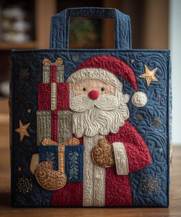 Holiday Santa Claus Quilted Tote Bag