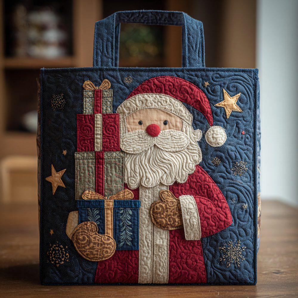 Holiday Santa Claus Quilted Tote Bag