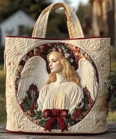 Holly Angel Peace Quilted Tote Bag