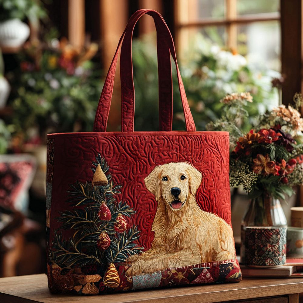 Holly Golden Quilted Tote Bag