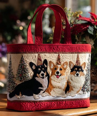 Holly Paws Quilted Tote Bag