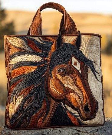 Horse Of Valor Quilted Tote Bag