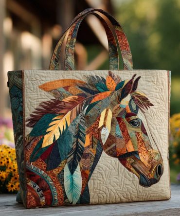 Horse Power Quilted Tote Bag