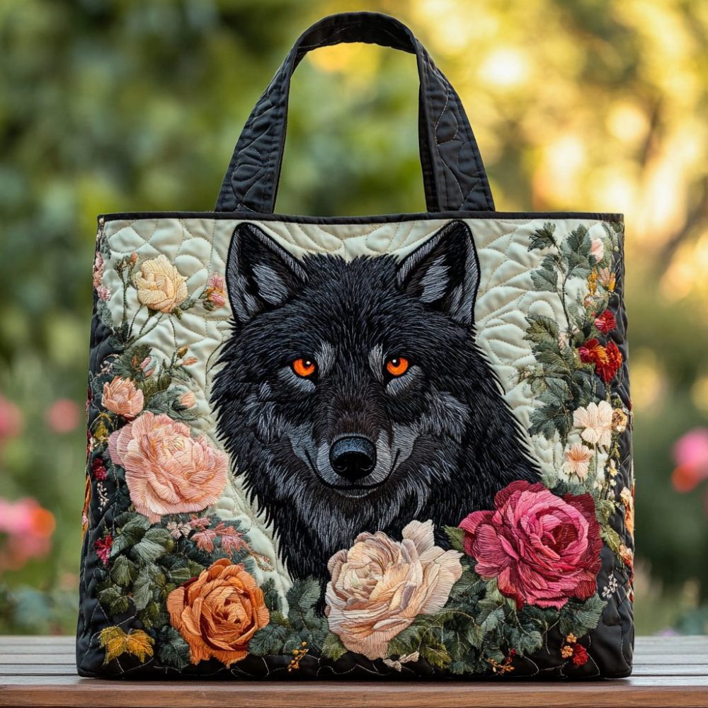 Howling Wolf Quilted Tote Bag