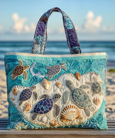 Hug-A-Turtle Quilted Tote Bag