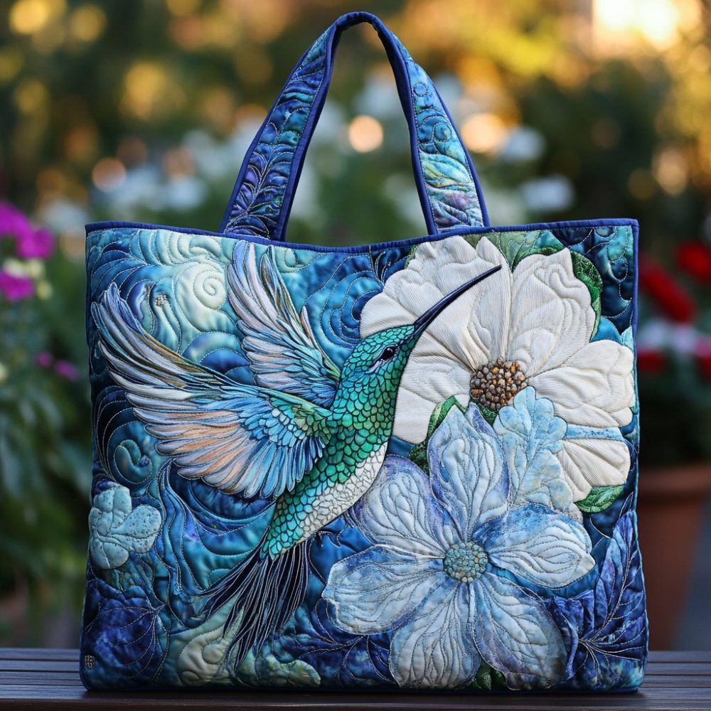 Hummingbird Beauty Quilted Tote Bag