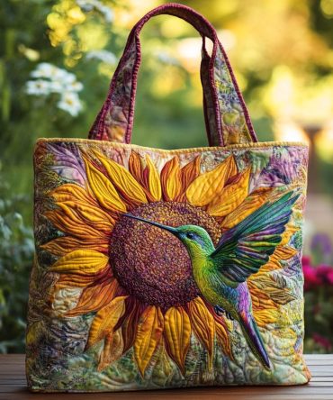 Hummingbird Breeze Quilted Tote Bag