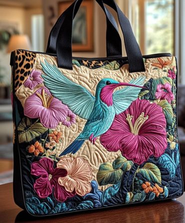 Hummingbird Garden Quilted Tote Bag