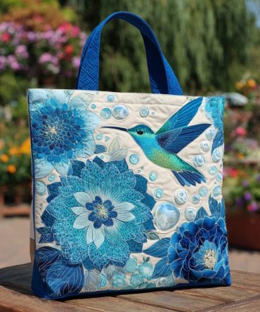 Hummingbird Glow Quilted Tote Bag