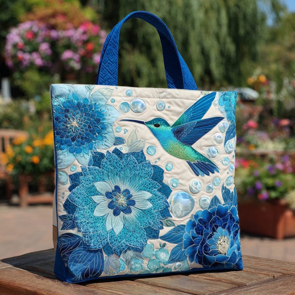 Hummingbird Glow Quilted Tote Bag