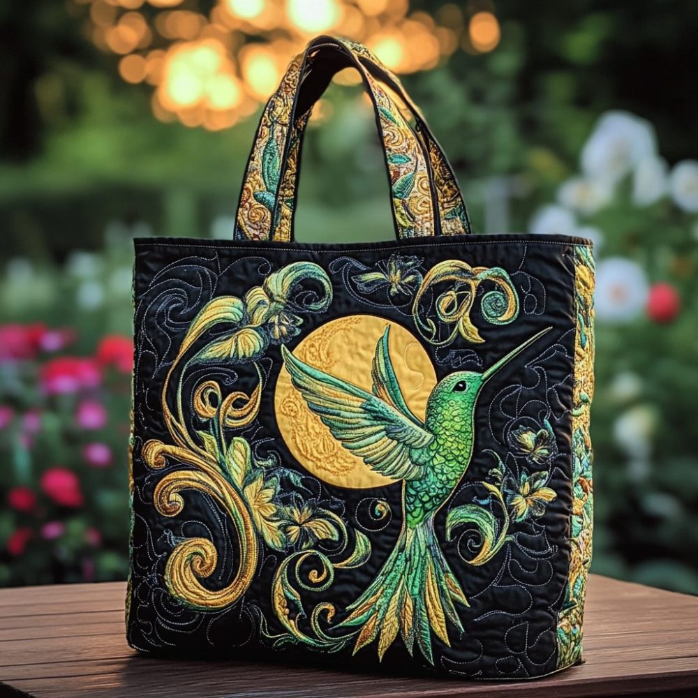 Hummingbird Grace Quilted Tote Bag