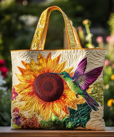 Hummingbird Joy Quilted Tote Bag
