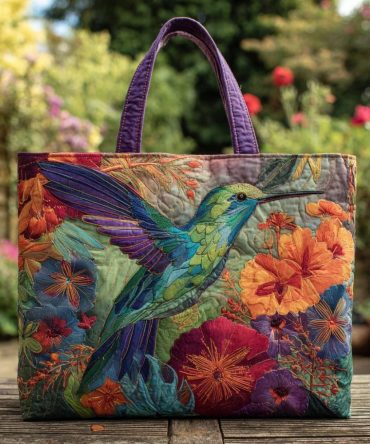 Hummingbird Magic Quilted Tote Bag