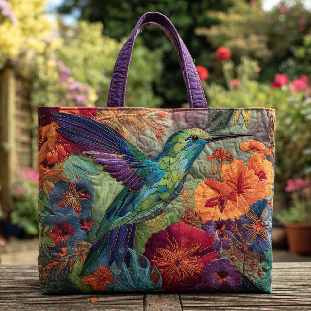 Hummingbird Magic Quilted Tote Bag