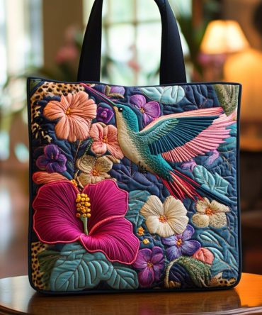 Timeless Hummingbird Quilted Tote Bag