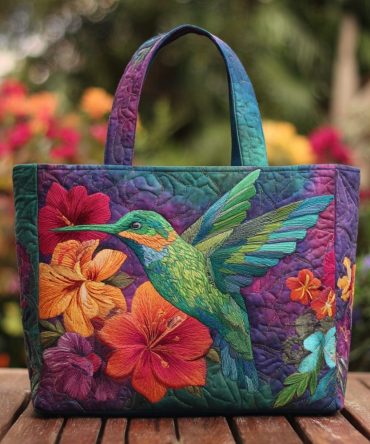 Hummingbird Wings Quilted Tote Bag