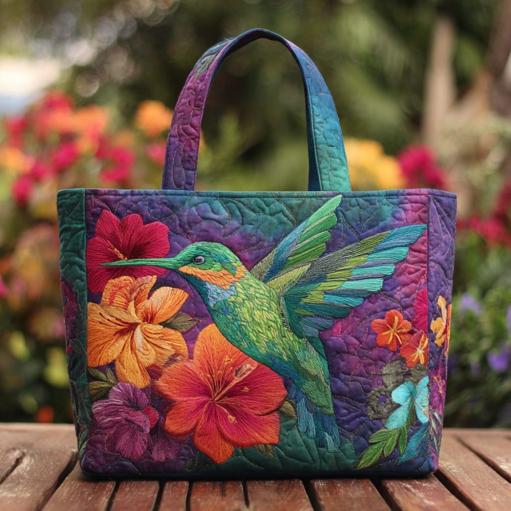 Hummingbird Wings Quilted Tote Bag