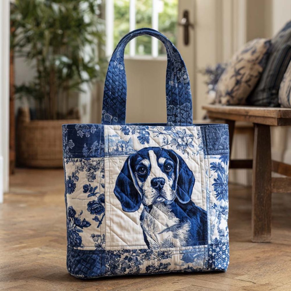 Indigo Beagle Spirit Quilted Tote Bag