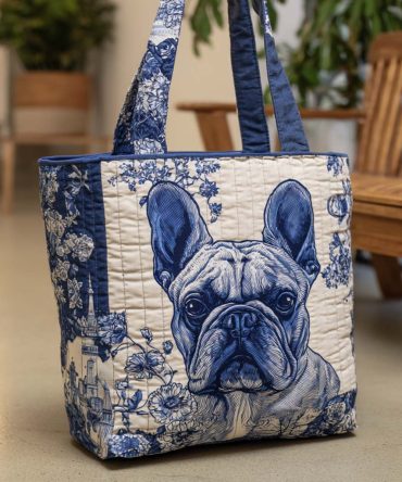 Indigo Bulldog Bold Quilted Tote Bag