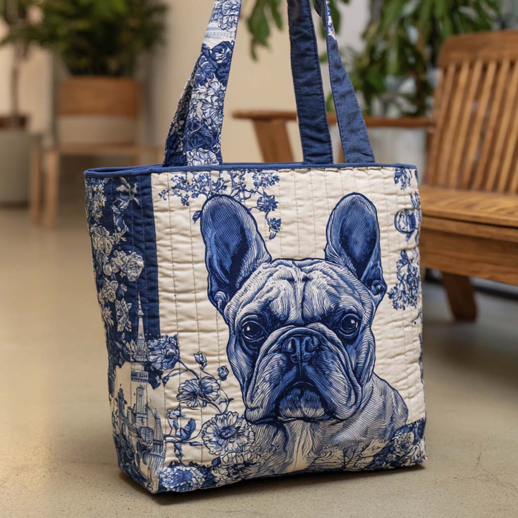 Indigo Bulldog Bold Quilted Tote Bag