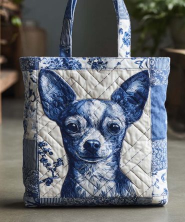 Indigo Chi Charm Quilted Tote Bag