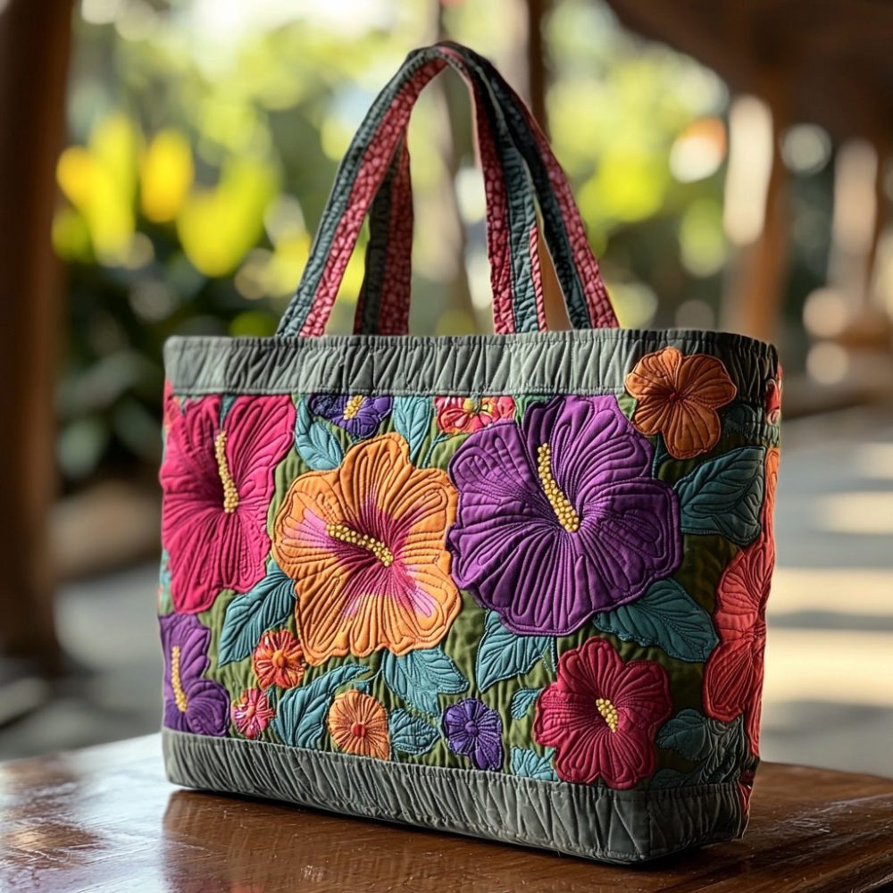 Island Bloom Quilted Tote Bag