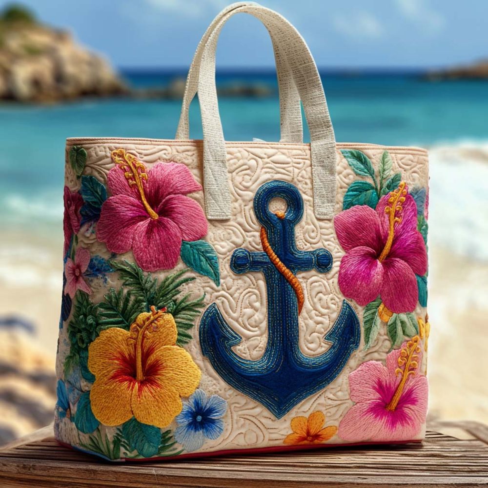 Island Bloom Quilted Tote Bag