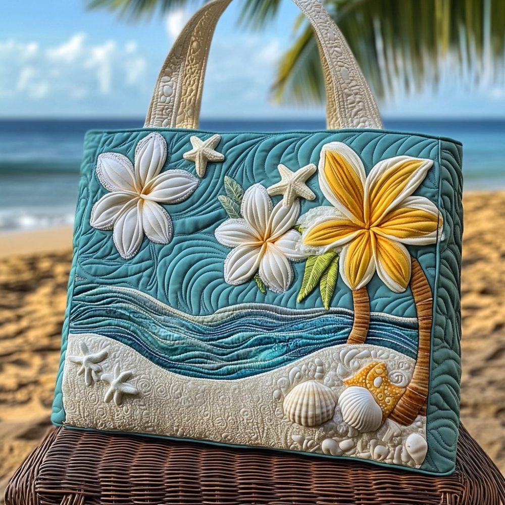 Island Blooms Quilted Tote Bag
