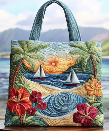 Island Escape Quilted Tote Bag