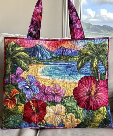 Island Garden Quilted Tote Bag