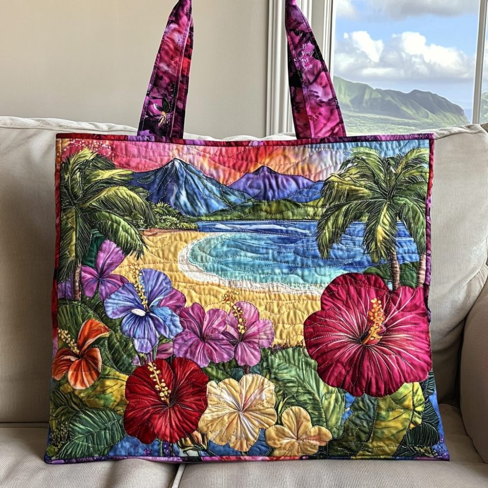 Island Garden Quilted Tote Bag