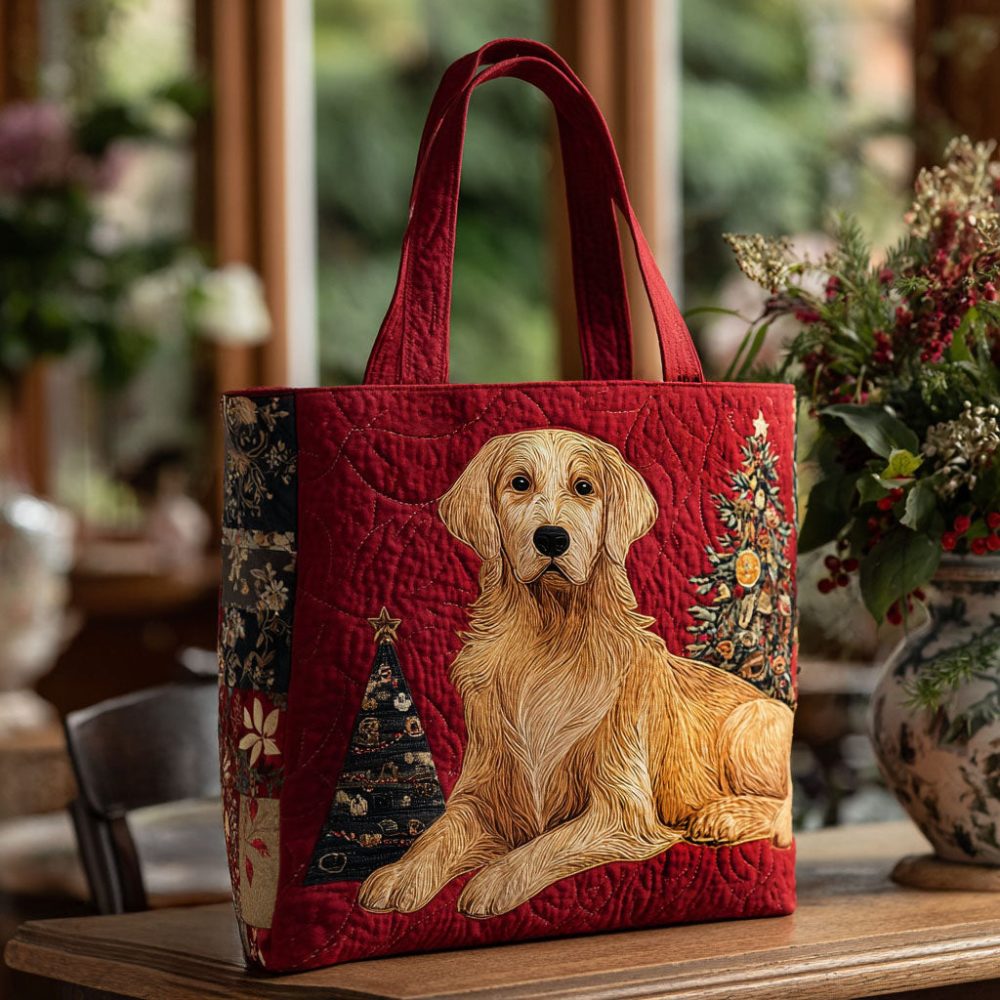 Jingle Retriever Quilted Tote Bag