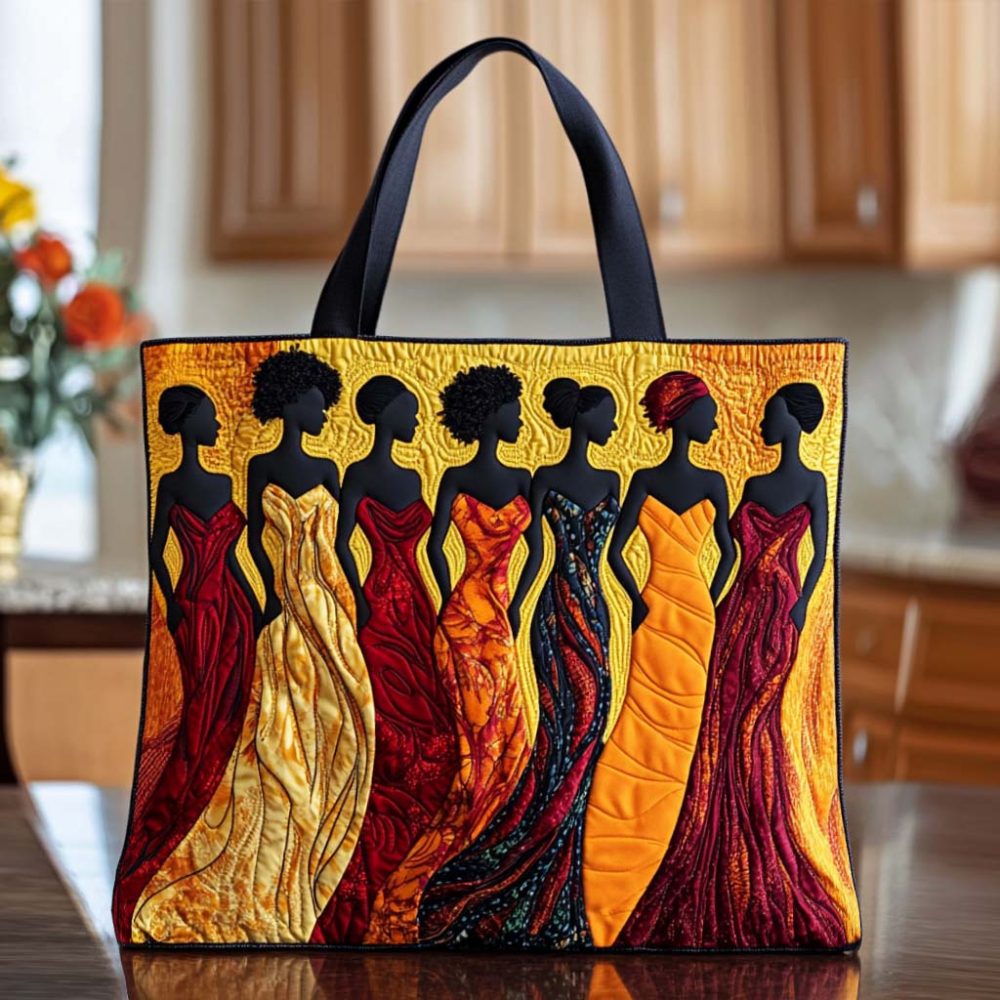 Joyful Black Spirit Quilted Tote Bag