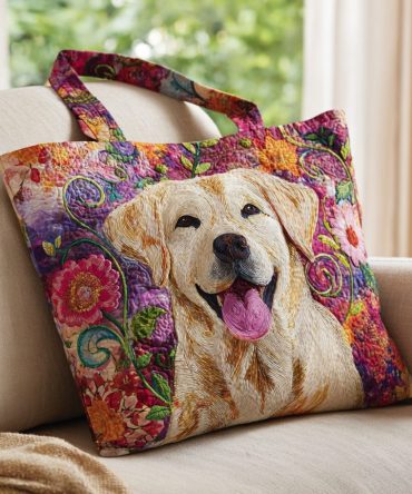 Joyful Labrador Retriever Quilted Tote Bag