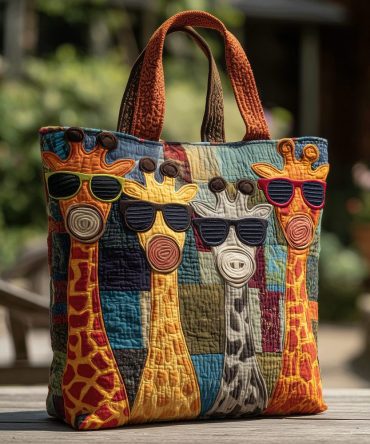 Jungle Giraffe Quilted Tote Bag