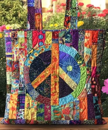 Kaleidopeace Quilted Tote Bag