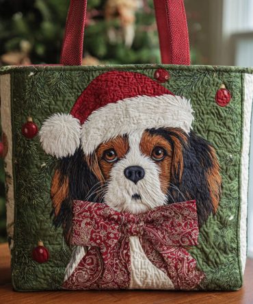 King Charles Christmas Quilted Tote Bag