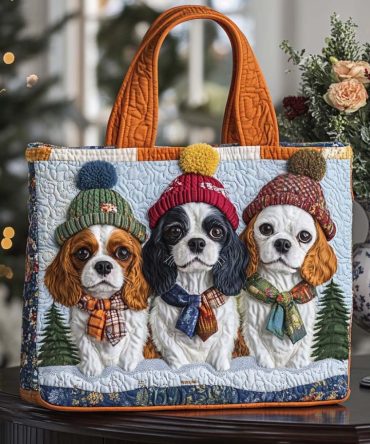 King Charles Pack Quilted Tote Bag