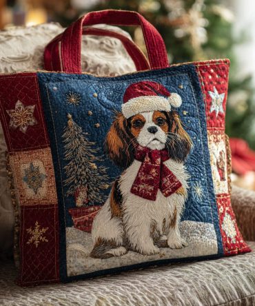 King Charles Snow Quilted Tote Bag