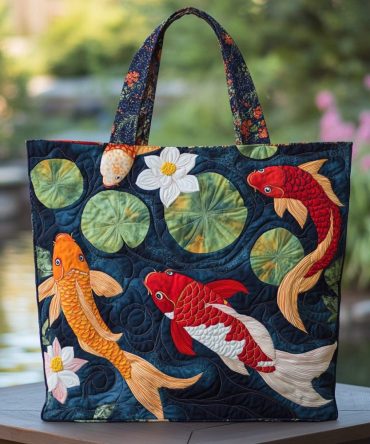 Koi Flow Quilted Tote Bag